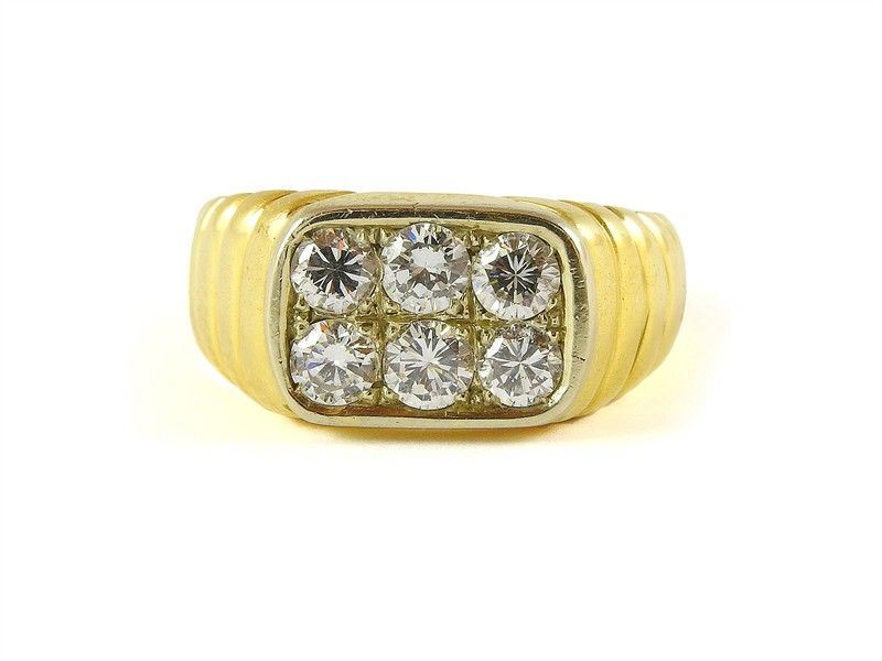 Anello a Fascia in Oro Giallo e Diamanti