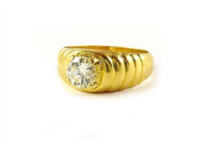 Anello a Fascia Fesonata in Oro Giallo e Diamante