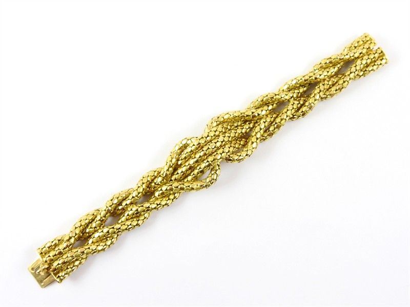 Bracciale in Oro Giallo a Maglia Tubolare Intrecciata