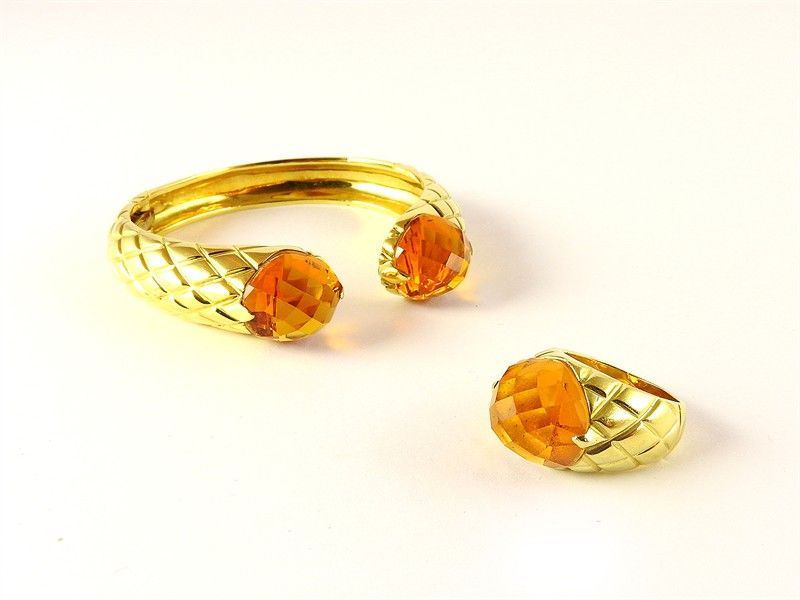 Parure in Oro Giallo e Quarzi Madera