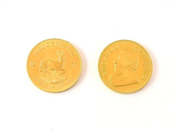 Lotto composto da dieci monete in oro giallo da un Krugerrand