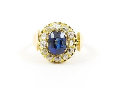 Anello in Oro Rosa, Oro Giallo, Zaffiro Non Scaldato e Diamanti