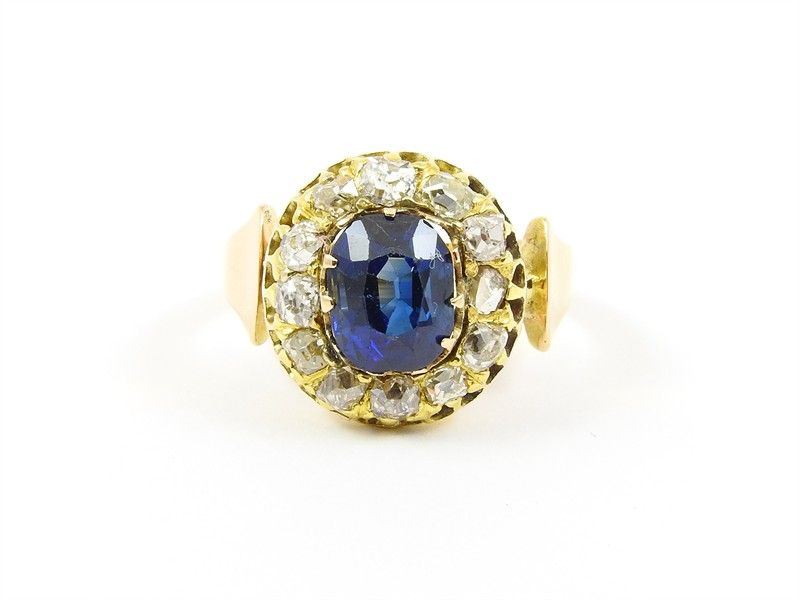 Anello in Oro Rosa, Oro Giallo, Zaffiro Non Scaldato e Diamanti