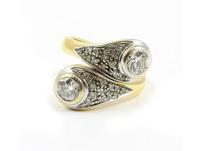 Anello Contrariã© in Oro Giallo, Oro Bianco e Diamanti