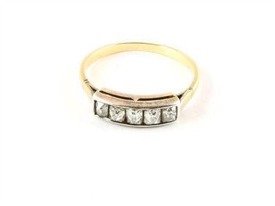 Anello in Oro Giallo, Argento e Diamanti