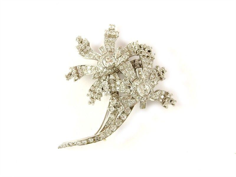 Spilla in Oro Bianco, Platino e Diamanti