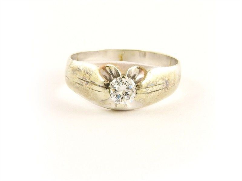 Anello Solitario in Oro Bianco e Diamante
