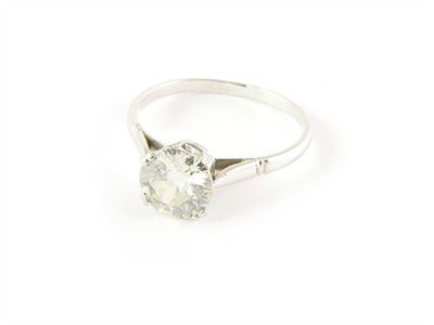 Anello Solitario in Oro Bianco e Diamante