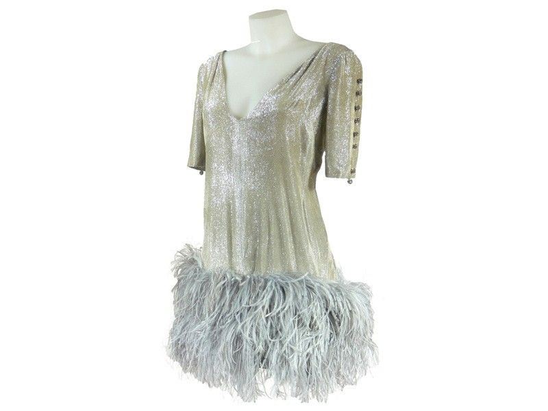 Abito da Sera in Jersey Lamã¨ Grigio