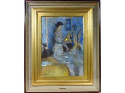 Veduta D'interno con Figura Femminile e Bambino 1918