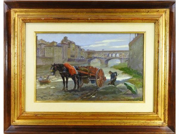 View of Florence with Carriage and Coachman