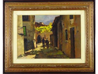 Scorcio di Paese con Personaggio a Ciuchino