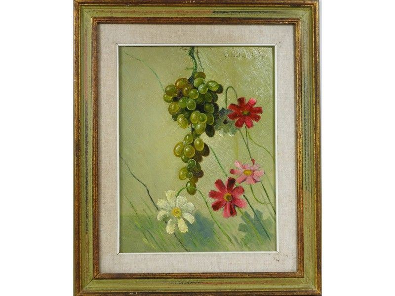 Composizione con Uva e Fiori