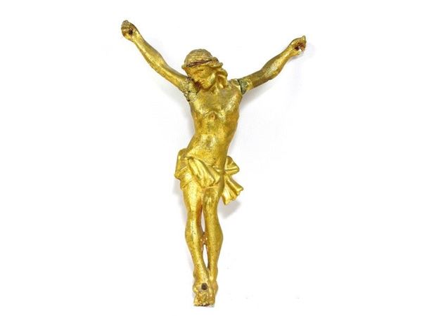Cristo crocifisso in legno tenero intagliato e dorato