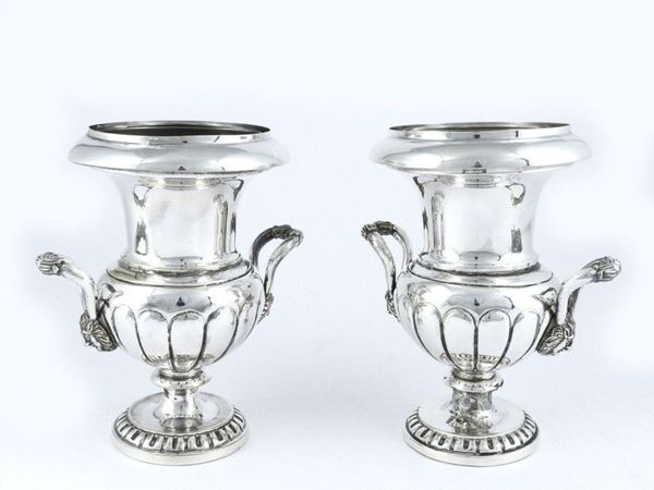Pair of Silver-plated Medici Vases