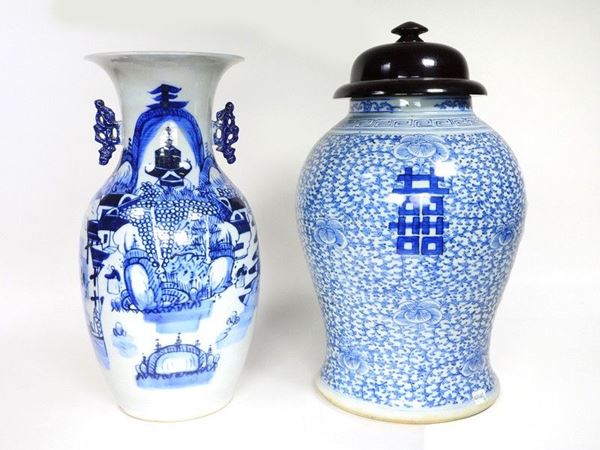 Two Painted Porcelain Oriental Vases