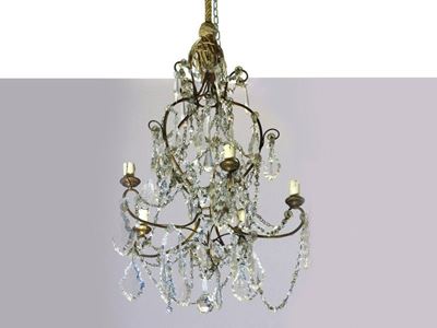 Piccolo Lampadario in Metallo Dorato