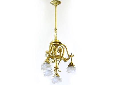 Lampadario in Metallo Dorato