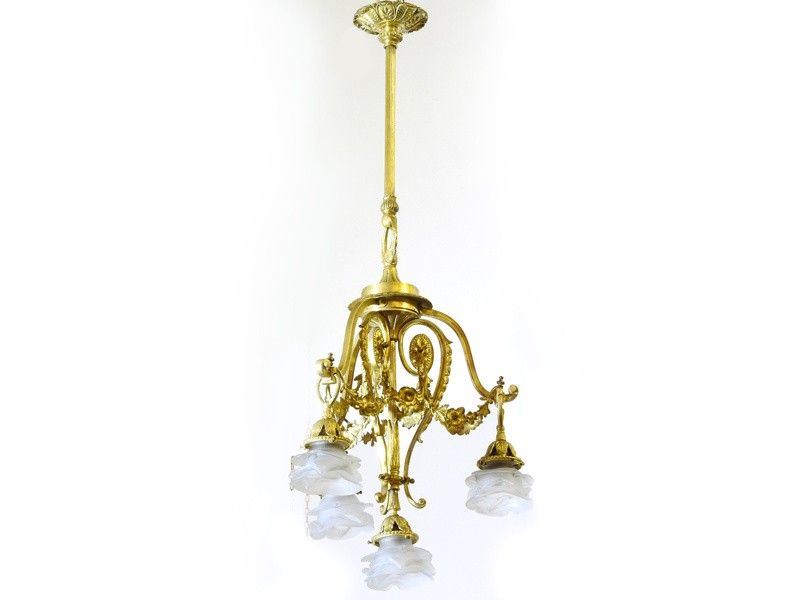 Lampadario in Metallo Dorato