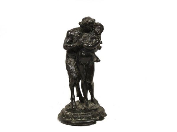 Bronze Sculpture of a Faun Embracing a Nymph