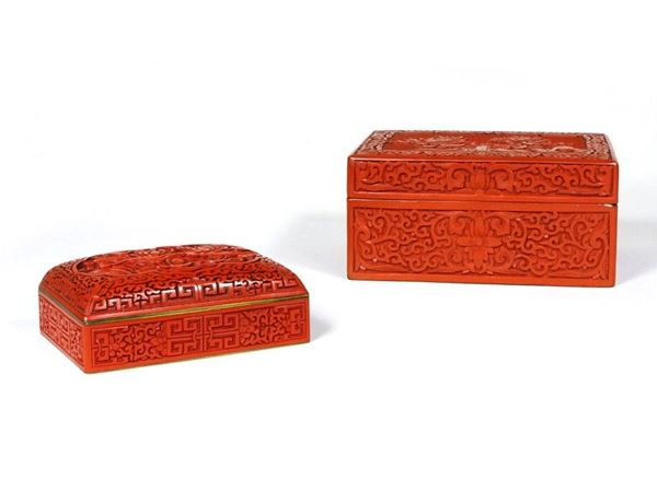 Two Red Lacquer Boxes