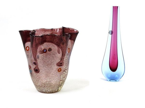 Due vasi in vetro soffiato di Murano