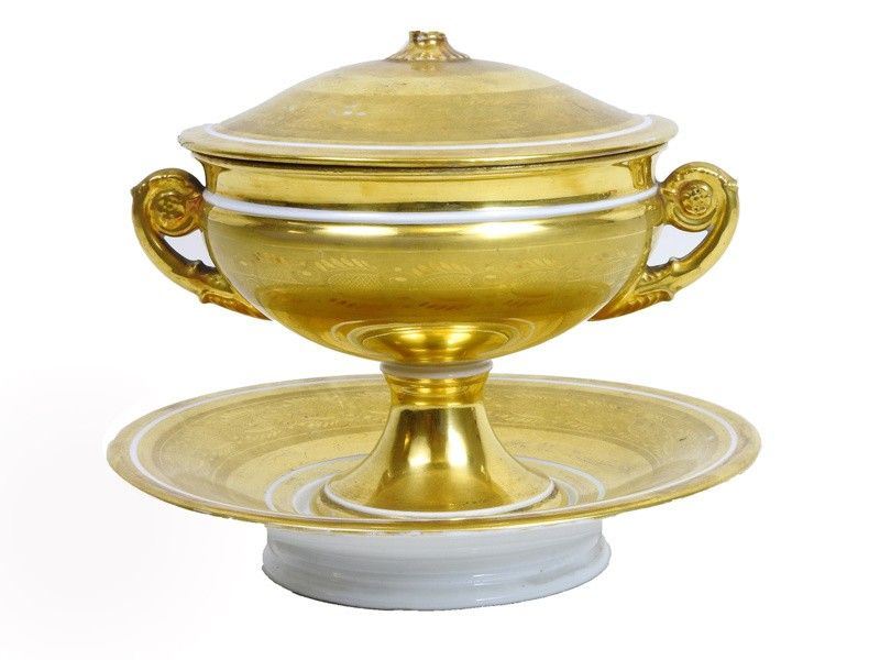Tazza da Puerpera in Porcellana Dorata