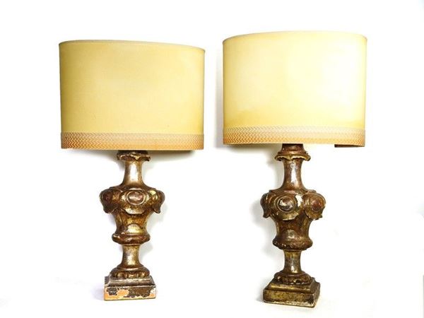 Pair of Giltwood Portapalmetta Converted Into Lamps