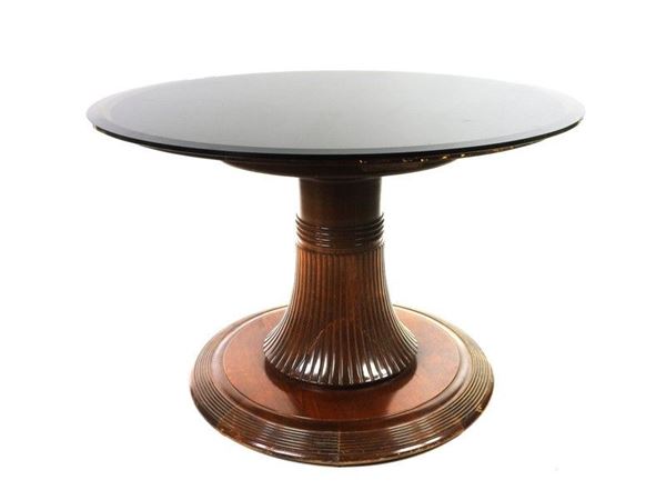 Round Oak an Glass Table