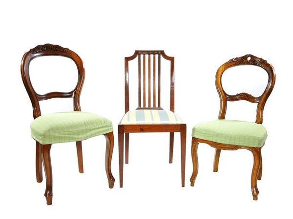 Six Mahogany and Walnut Chairs