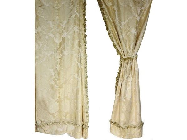 A Set of Four Damask Silk Curtains