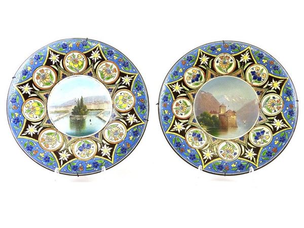 Pair of Painted Terracotta Plates