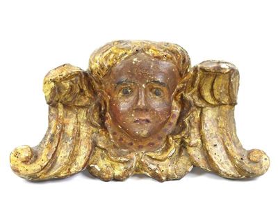 Frammento in Legno Intagliato, Laccato e Dorato