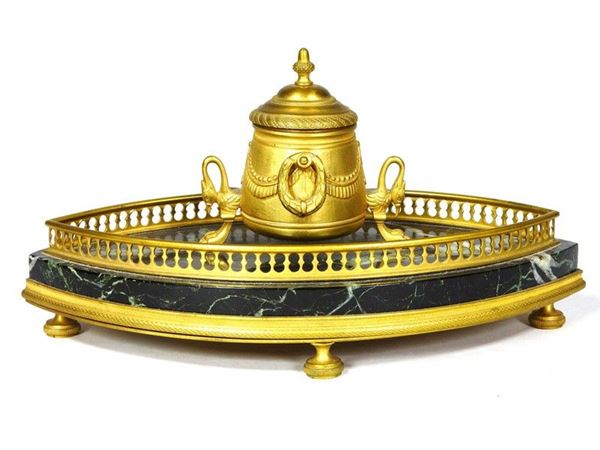 Gilded Bronze and Marble Inkstand