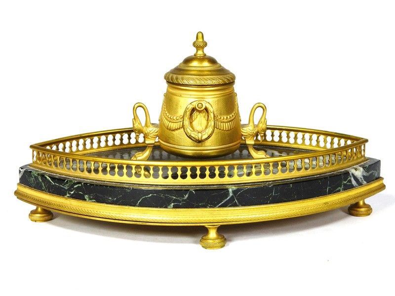 Calamaio in Bronzo Dorato e Marmo