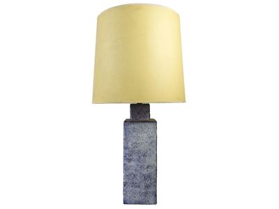 Lume da Tavolo in Terracotta Smaltata nei Toni del Blu e del Bianco