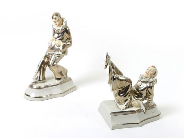 Pair of Painted Porcelain Bookends