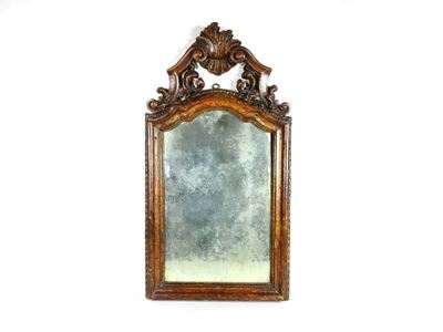 Piccola Specchiera in Legno Laccato a Finta Radica