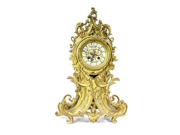 Gilded Metal Mantel Clock