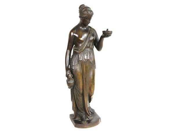 Bronze Patinated Terracotta Classic Figure, Signa. Manufacture, first half of 20th Century