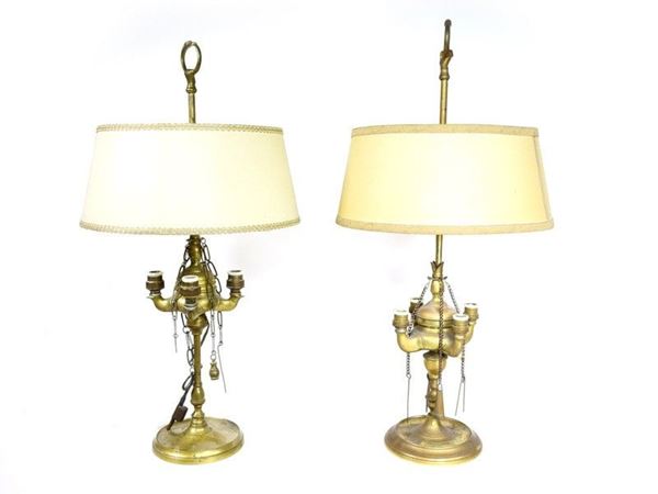 Two Brass Florentine Oil Lamps