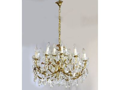 Lampadario in Metallo Dorato