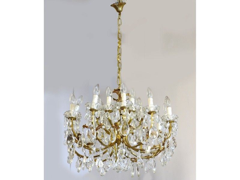 Lampadario in Metallo Dorato