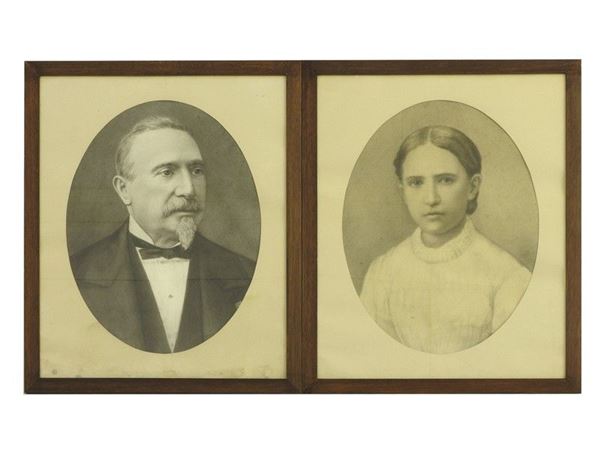 Italia School of 19th Century, Portrait of a Gentleman and Portrait of a Lady