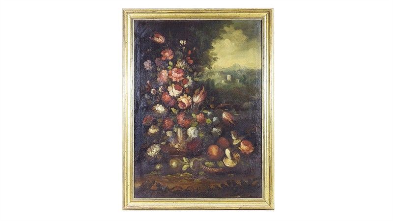 Trionfo di Fiori con Paesaggio sullo Sfondo