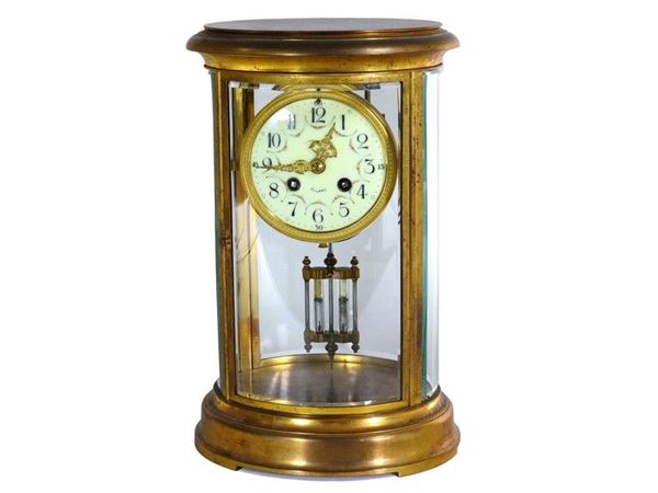Gilded Metal and Crystal Pendulum Mantel Clock