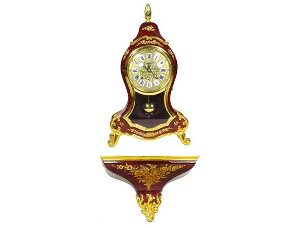 Polychrome Wooden Table Clock
