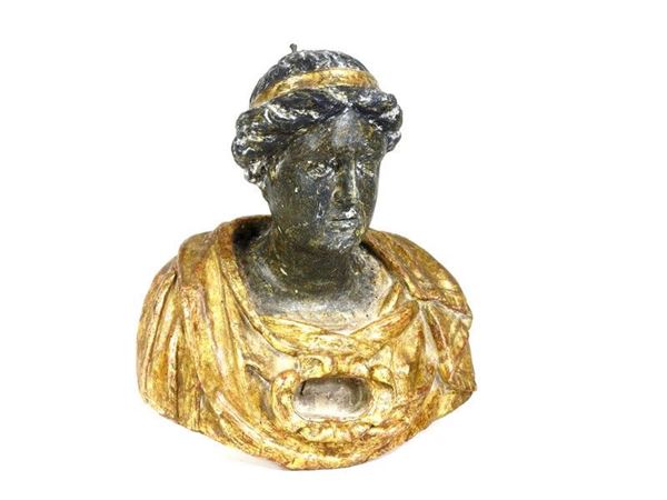 Lacquered and Giltwood Bust-reliquary