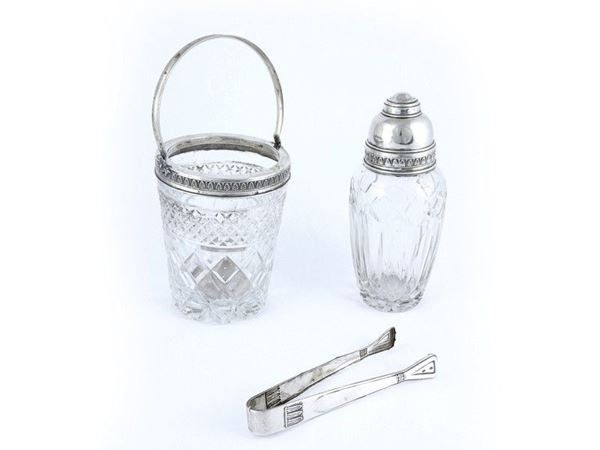 Crystal and Silver Shaker and Wine Cooler