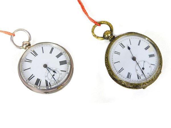 Two Double Case Silver and Gilded Metal Pocket Watches